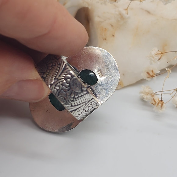 Silver 925 Ring Natural Jade Stone - Picture 5 of 12